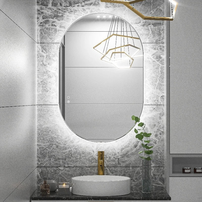 Backlit Pill Shape LED Bathroom Mirror, 6000K, Shatterproof, IP44, Anti-Fog, Horizontal/Vertical - Eco LED Lightings 