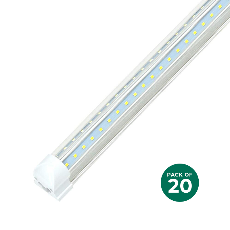 8ft LED T8 Integrated Tube Light, 60W- 6000K and 8700 Lumens, Plug and Play LED Shop Lights for Garage, Workshop and Basement - Eco LED Lightings 