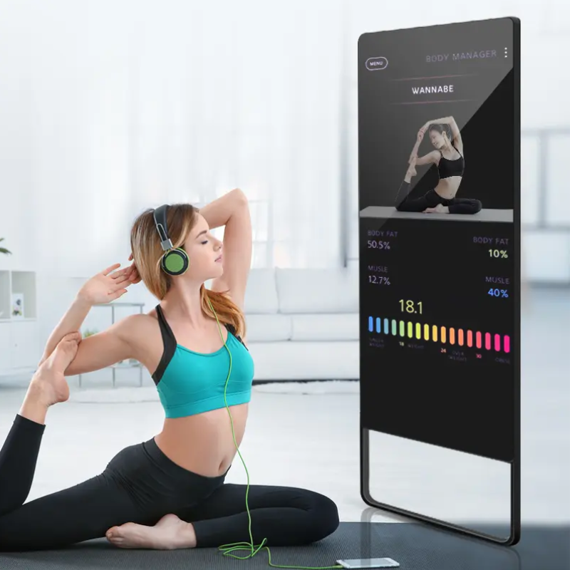 Image of Smart Mirror in Home Gym Setup