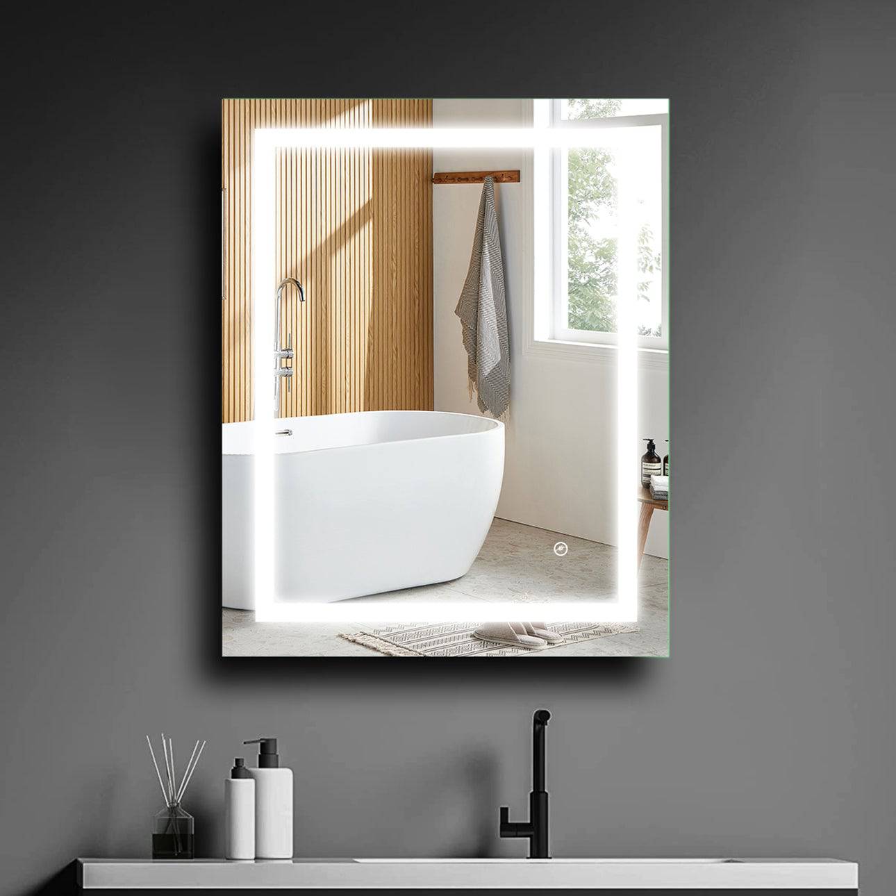 ELL Cubic Series- Single Door - Modern LED Bathroom Mirror with Defogger, Shelves, USB Charger, and Touch Switch - Surface or Recess Mounting, Aluminum Carcass, Color Temperature Changing, ETL Listed - Sleek and Functional Grooming Solution - Eco LED Lightings 